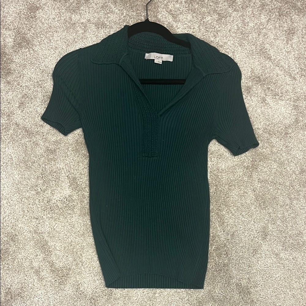 Dark Green Ribbed Polo Shirt